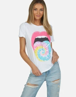 Lauren Moshi Tie Dye Tongue Vintage S/S Roll Up Tee | Edda By *Women Short Sleeve