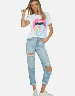 Lauren Moshi Tie Dye Tongue Vintage S/S Roll Up Tee | Edda By *Women Short Sleeve