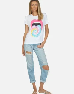 Lauren Moshi Tie Dye Tongue Vintage S/S Roll Up Tee | Edda By *Women Short Sleeve