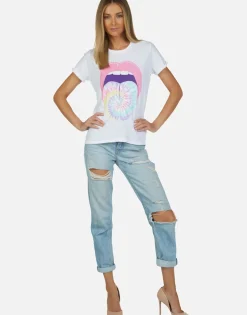 Lauren Moshi Tie Dye Tongue Vintage S/S Roll Up Tee | Edda By *Women Short Sleeve