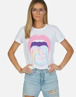 Lauren Moshi Tie Dye Tongue Vintage S/S Roll Up Tee | Edda By *Women Short Sleeve