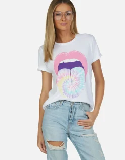 Lauren Moshi Tie Dye Tongue Vintage S/S Roll Up Tee | Edda By *Women Short Sleeve