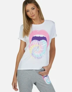 Lauren Moshi Tie Dye Tongue Vintage S/S Roll Up Tee | Edda By *Women Short Sleeve