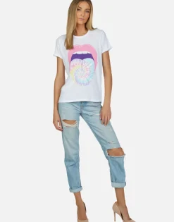 Lauren Moshi Tie Dye Tongue Vintage S/S Roll Up Tee | Edda By *Women Short Sleeve