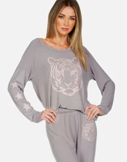 Lauren Moshi Tiger Face Stars L/S Pullover | Brenna By *Women Long Sleeve