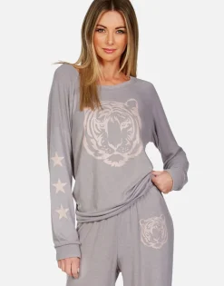 Lauren Moshi Tiger Face Stars L/S Pullover | Brenna By *Women Long Sleeve