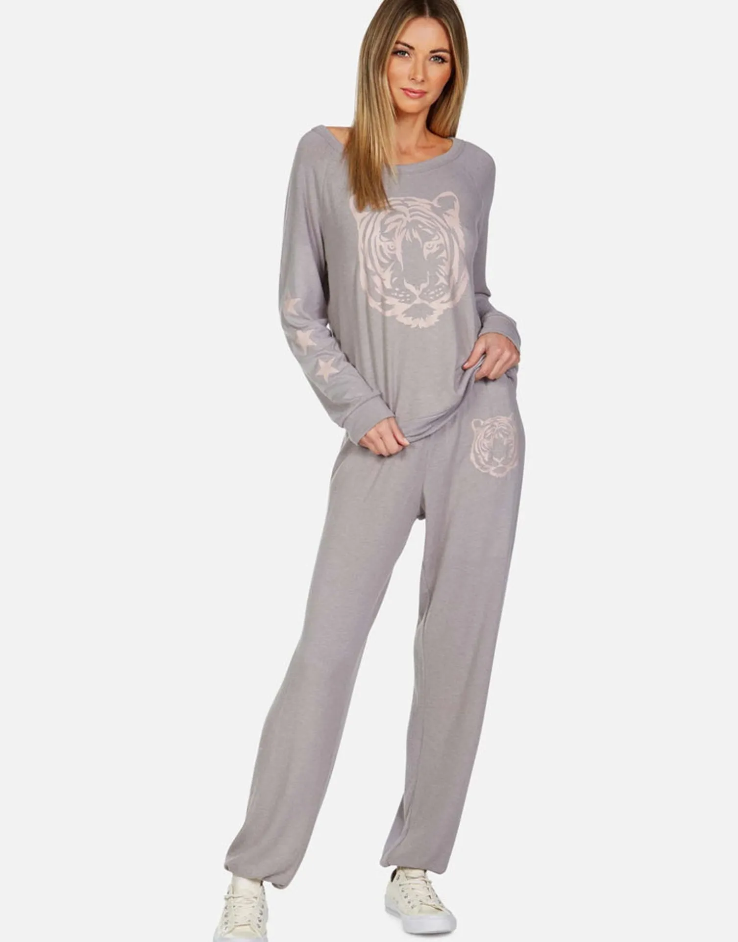 Lauren Moshi Tiger Face Stars L/S Pullover | Brenna By *Women Long Sleeve