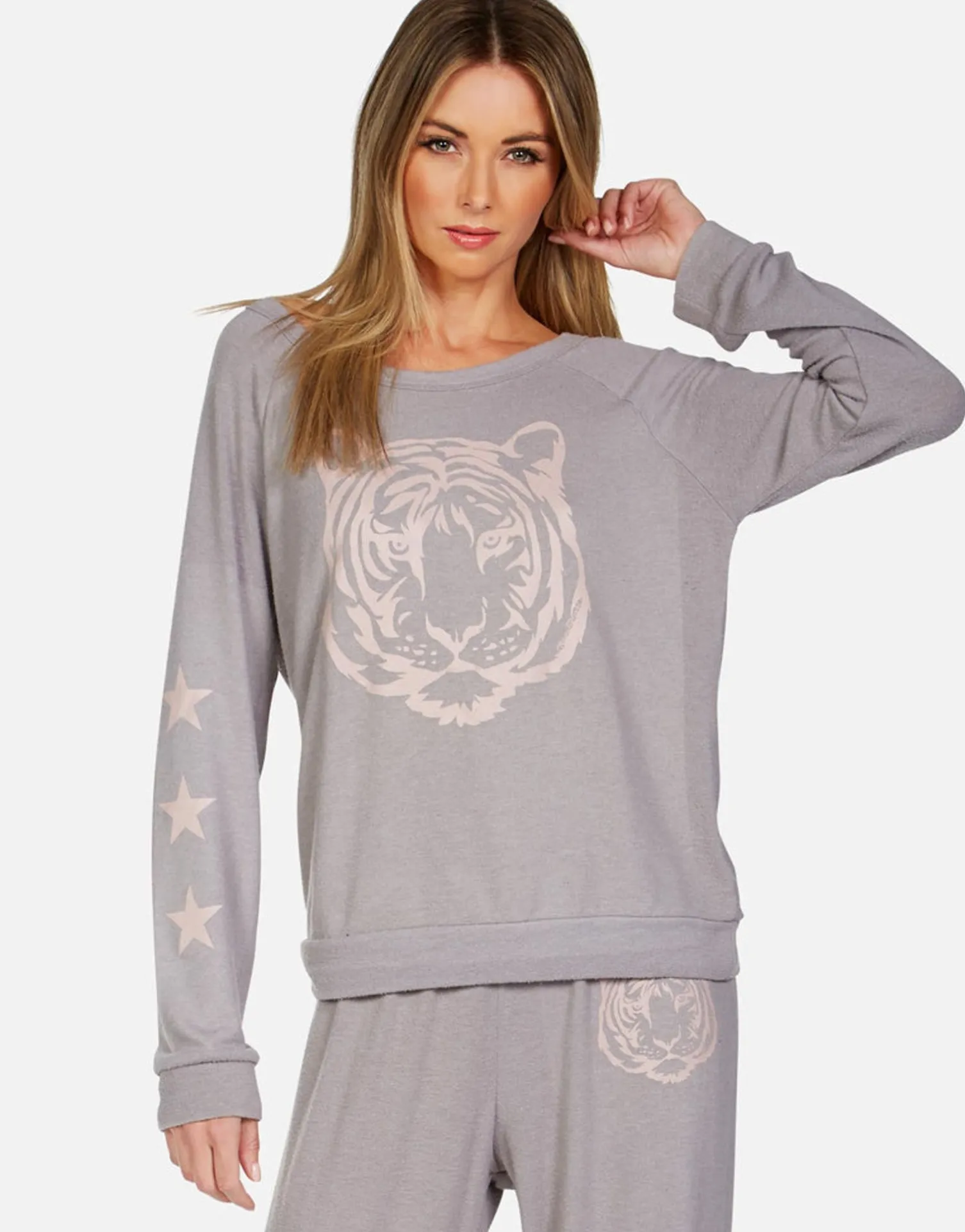 Lauren Moshi Tiger Face Stars L/S Pullover | Brenna By *Women Long Sleeve