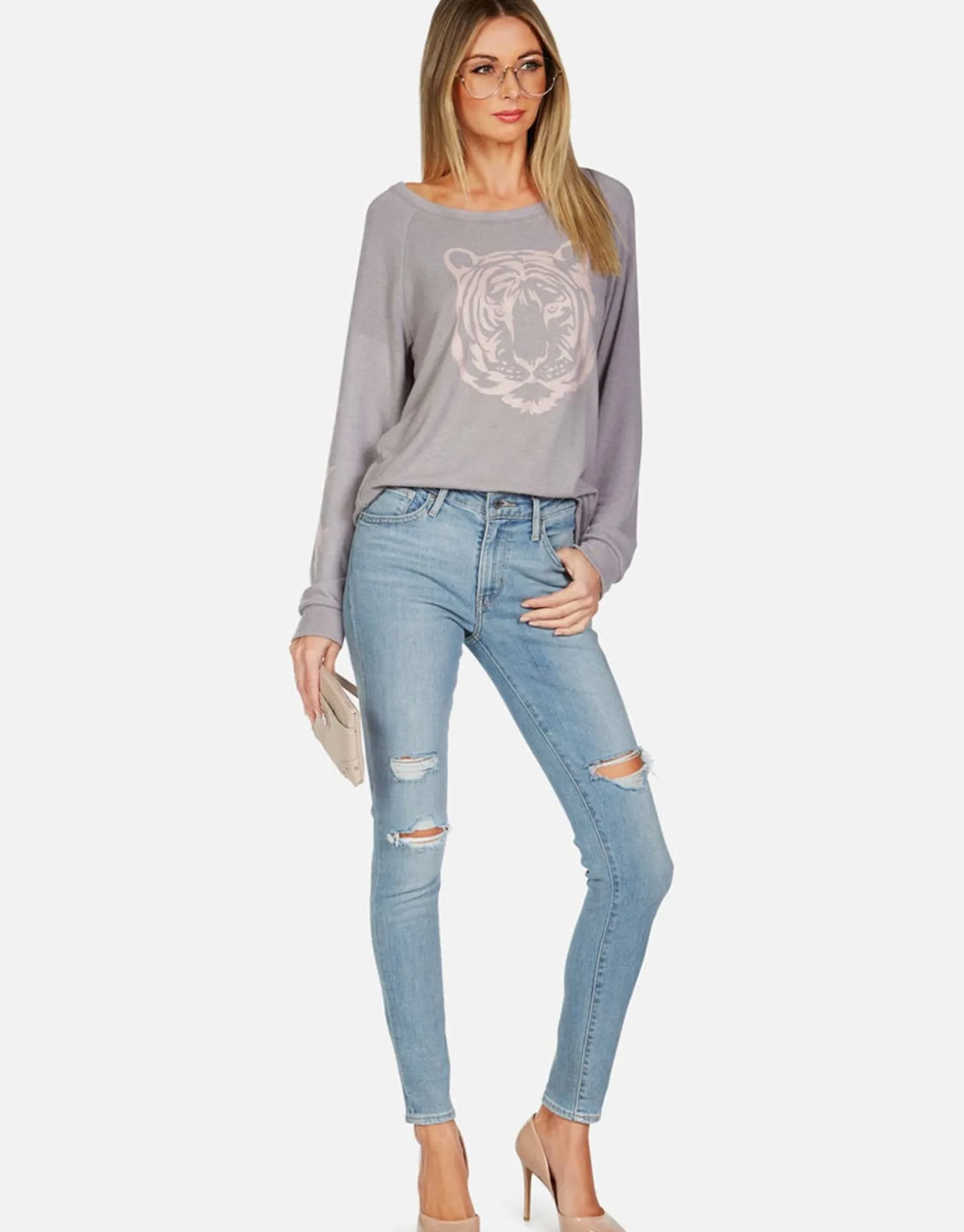 Lauren Moshi Tiger Face Stars L/S Pullover | Brenna By *Women Long Sleeve