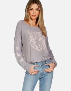 Lauren Moshi Tiger Face Stars L/S Pullover | Brenna By *Women Long Sleeve