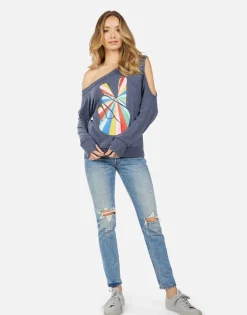 Lauren Moshi Trinidy Studded Stripe Peace*Women Long Sleeve