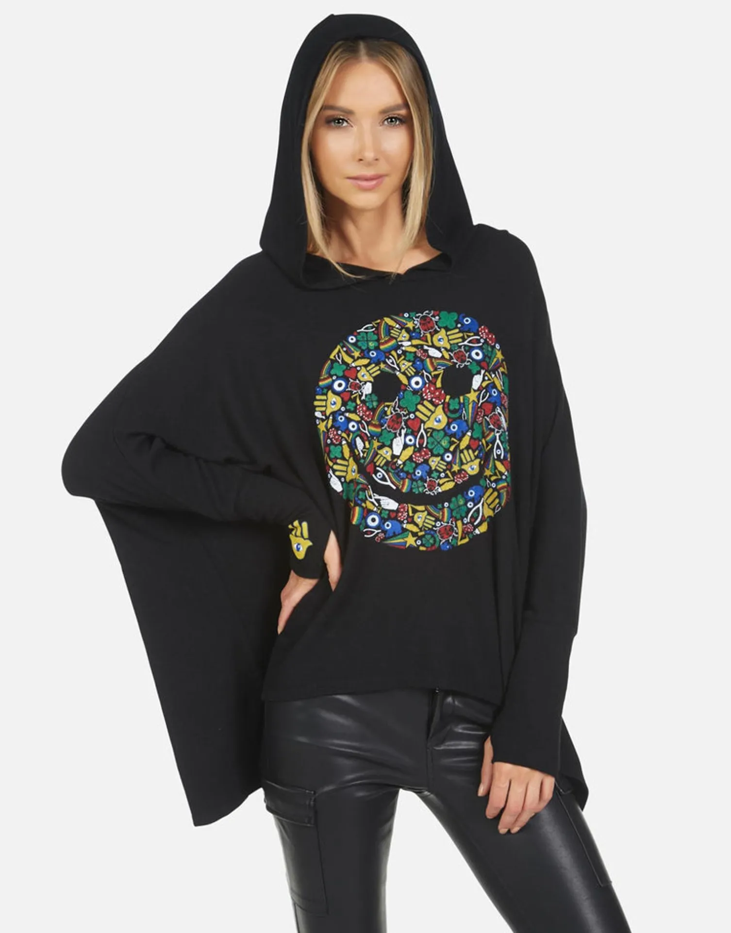 Lauren Moshi Wilma Lucky Happy Face*Women Hoodies