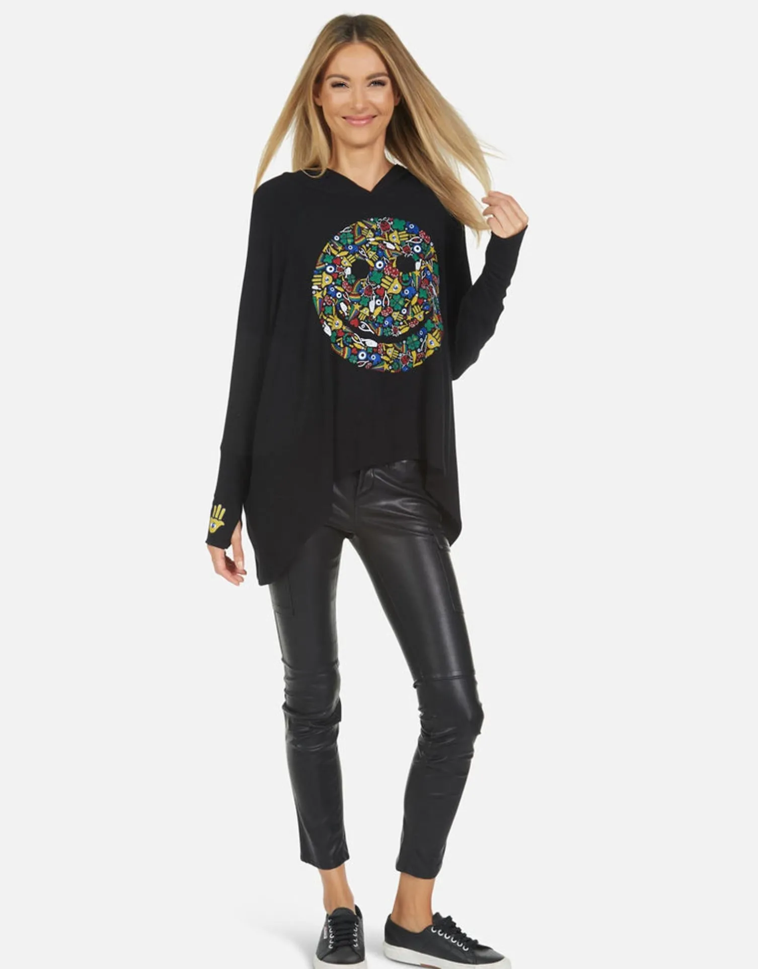 Lauren Moshi Wilma Lucky Happy Face*Women Hoodies