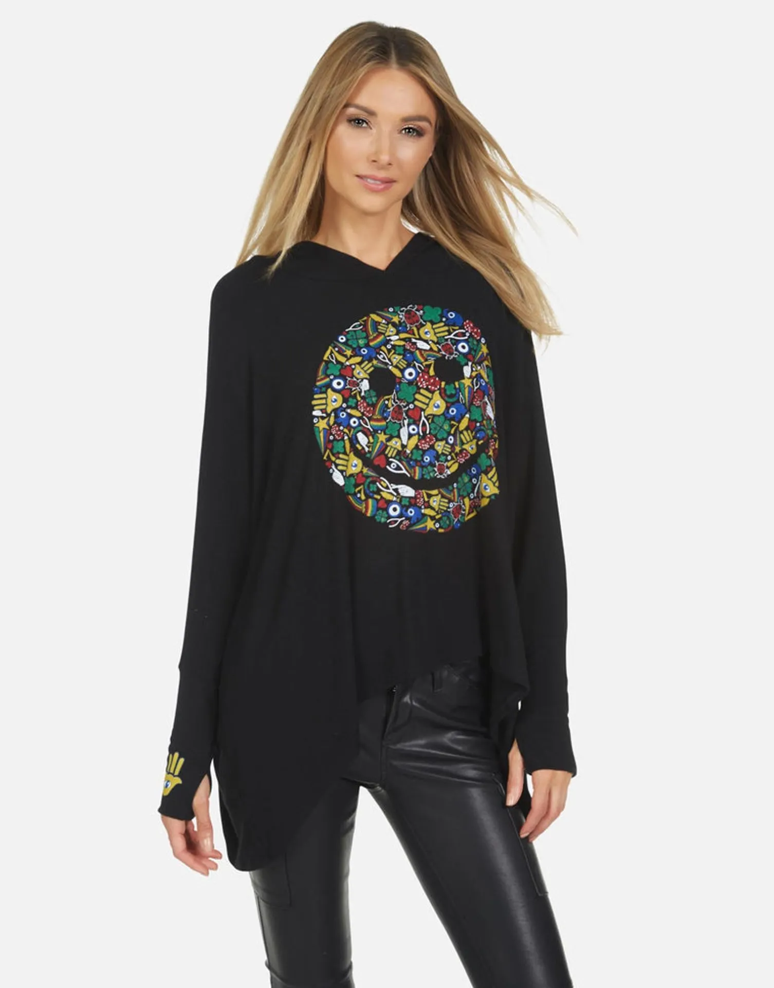 Lauren Moshi Wilma Lucky Happy Face*Women Hoodies