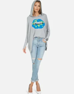 Lauren Moshi Wilma World Peace Lips*Women Hoodies