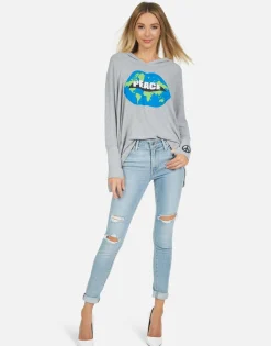 Lauren Moshi Wilma World Peace Lips*Women Hoodies