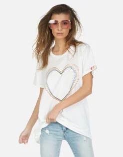 Lauren Moshi Wolf Rainbow Heart*Women Short Sleeve