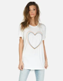 Lauren Moshi Wolf Rainbow Heart*Women Short Sleeve