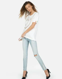 Lauren Moshi Wolf Rainbow Heart*Women Short Sleeve