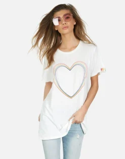 Lauren Moshi Wolf Rainbow Heart*Women Short Sleeve
