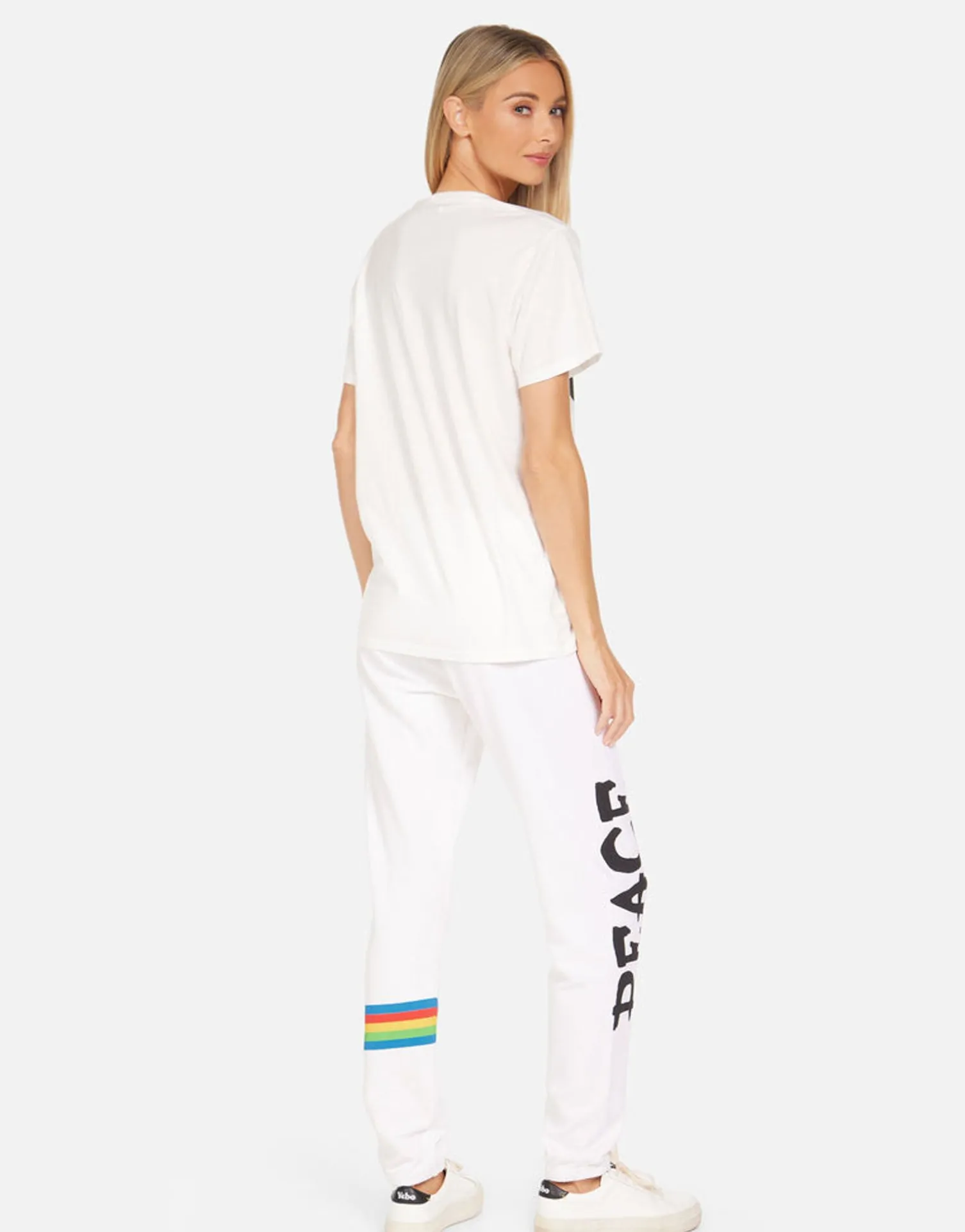 Lauren Moshi Wolf Rainbow Peace Skull*Women Short Sleeve