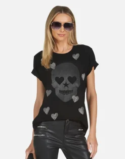 Lauren Moshi Wolf X Crystal Peace Love Skull*Women Short Sleeve