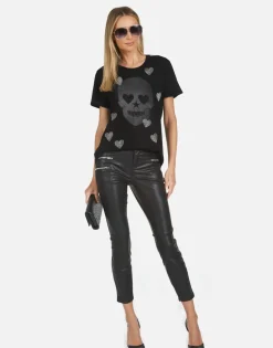 Lauren Moshi Wolf X Crystal Peace Love Skull*Women Short Sleeve