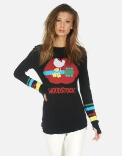 Lauren Moshi Woodstock Lip 3 Days Of Peace Fitted Top | Mckinley By *Women Long Sleeve