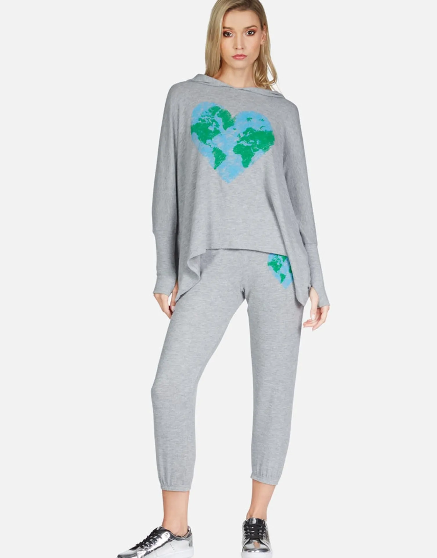 Lauren Moshi World Love Oversized Pullover W/ Hood | Wilma By *Women Hoodies