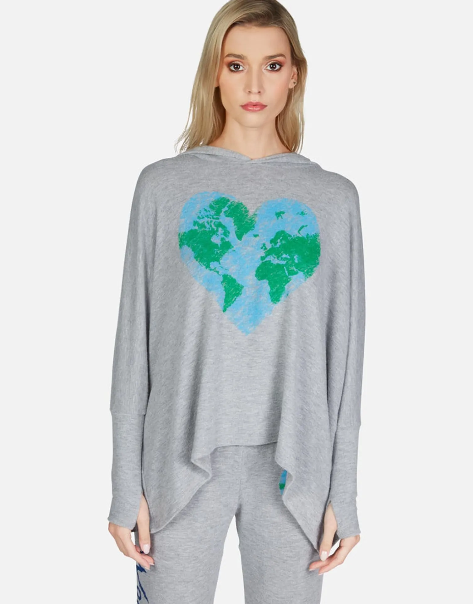 Lauren Moshi World Love Oversized Pullover W/ Hood | Wilma By *Women Hoodies