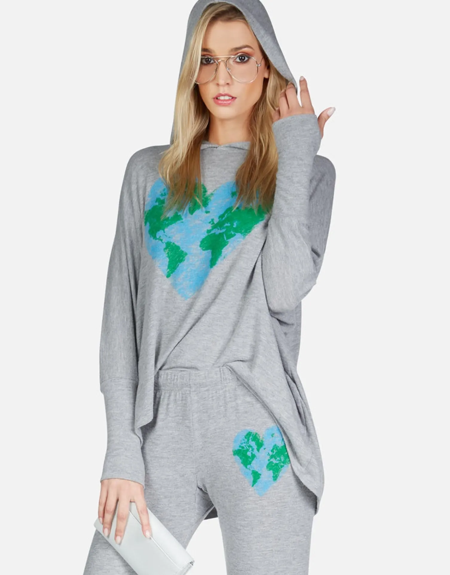 Lauren Moshi World Love Oversized Pullover W/ Hood | Wilma By *Women Hoodies