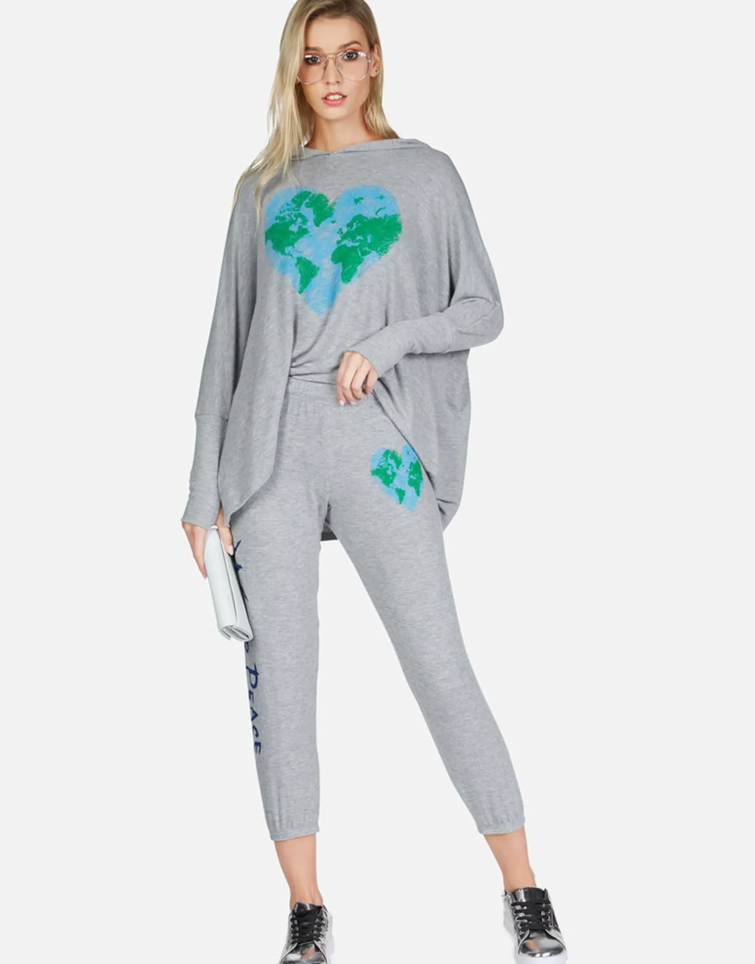 Lauren Moshi World Love Oversized Pullover W/ Hood | Wilma By *Women Hoodies