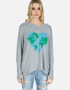Lauren Moshi World Love Oversized Pullover W/ Hood | Wilma By *Women Hoodies