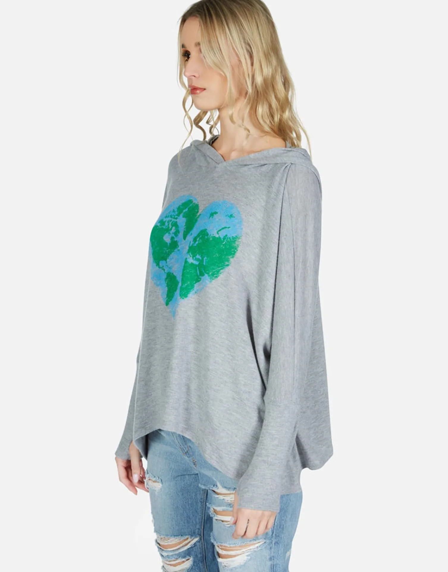 Lauren Moshi World Love Oversized Pullover W/ Hood | Wilma By *Women Hoodies