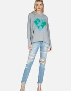 Lauren Moshi World Love Oversized Pullover W/ Hood | Wilma By *Women Hoodies