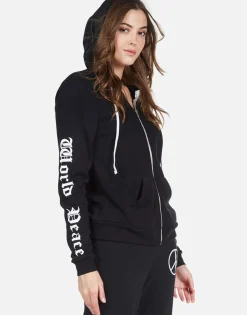 Lauren Moshi World Peace Zip Up Hoodie | Lennox By *Women Hoodies