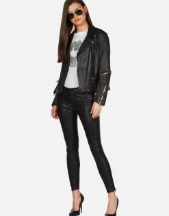 Lauren Moshi X Posey X Gold Chain Kiss Leather Moto Jacket By *Women Jackets