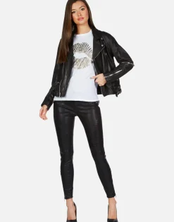 Lauren Moshi X Posey X Gold Chain Kiss Leather Moto Jacket By *Women Jackets