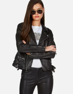Lauren Moshi X Posey X Gold Chain Kiss Leather Moto Jacket By *Women Jackets
