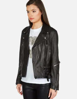 Lauren Moshi X Posey X Gold Chain Kiss Leather Moto Jacket By *Women Jackets