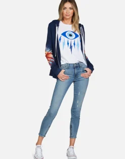 Lauren Moshi Yellow Lightning Tie Dye Zip Up Hoodie | Lennox By *Women Hoodies